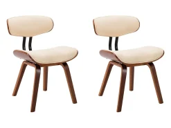 Sillas de comedor 2 uds madera curvada y cuero sintético crema ES482314