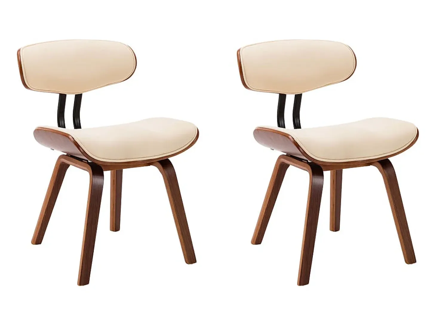 Sillas de comedor 2 uds madera curvada y cuero sintético crema ES482314