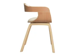 Sillas de comedor 4 uds madera curvada y cuero sintético crema