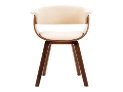 Sillas de comedor 2 uds madera curvada y cuero sintético crema