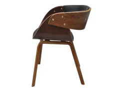 Sillas de comedor 4 uds madera curvada cuero sintético marrón