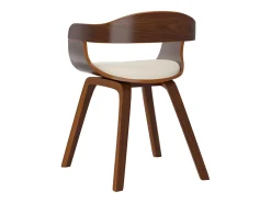 Sillas de comedor 2 uds madera curvada y cuero sintético crema