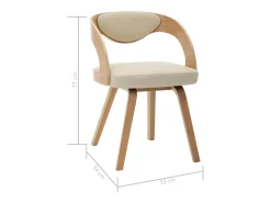 Sillas de comedor 4 uds madera curvada y cuero sintético crema