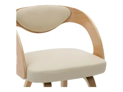 Sillas de comedor 4 uds madera curvada y cuero sintético crema