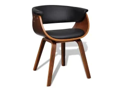 Sillas de comedor 4 uds madera curvada y cuero sintético