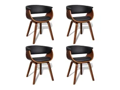Sillas de comedor 4 uds madera curvada y cuero sintético