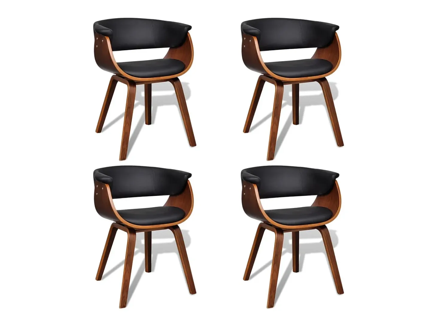 Sillas de comedor 4 uds madera curvada y cuero sintético