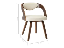 Sillas de comedor 4 uds madera curvada y cuero sintético crema