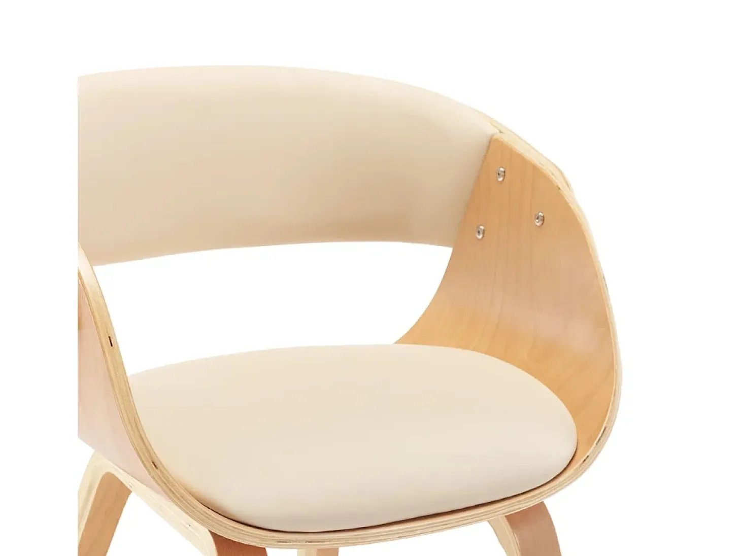 Sillas de comedor 4 uds madera curvada y cuero sintético crema