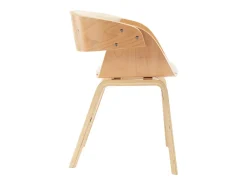 Sillas de comedor 4 uds madera curvada y cuero sintético crema