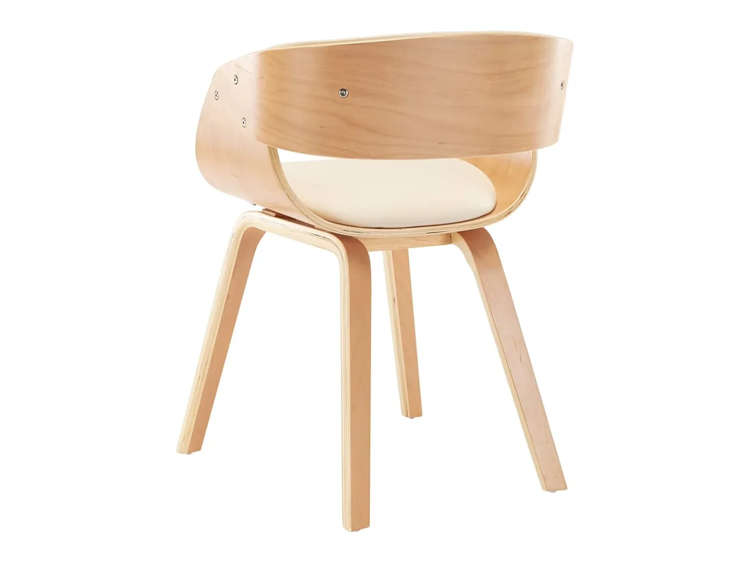 Sillas de comedor 4 uds madera curvada y cuero sintético crema