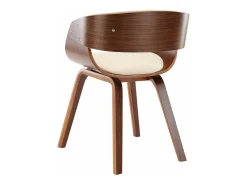 Sillas de comedor 2 uds madera curvada y cuero sintético crema ES906938