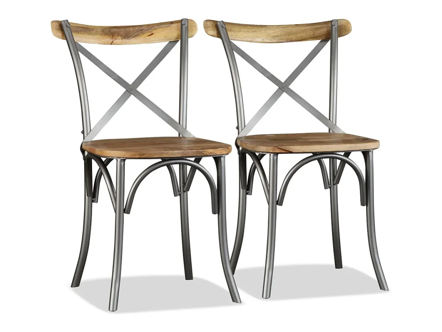 Sillas de comedor 4 uds madera de mango respaldo acero cruzado
