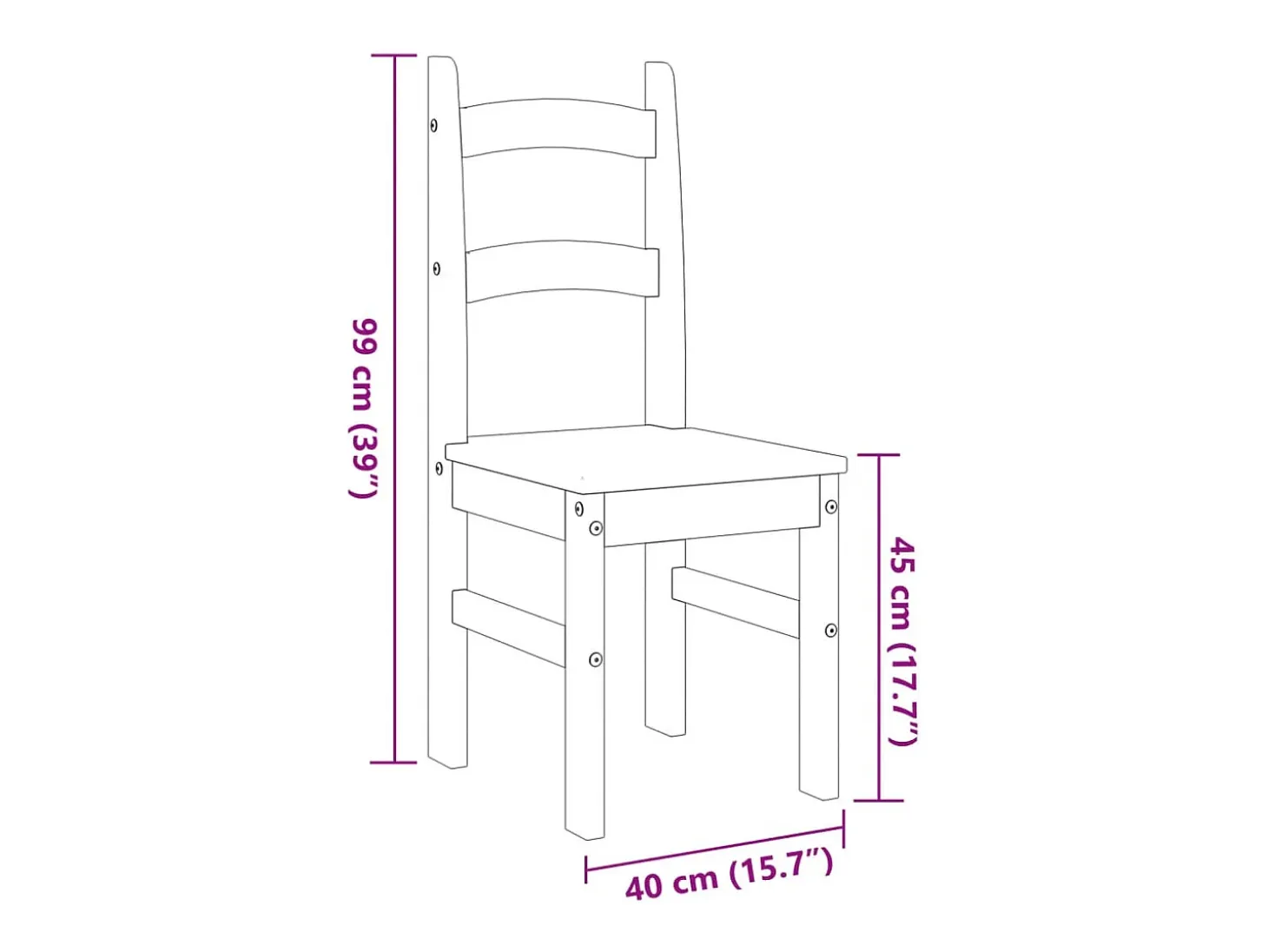 Sillas de comedor 2 uds madera maciza de pino 40x46x99 cm