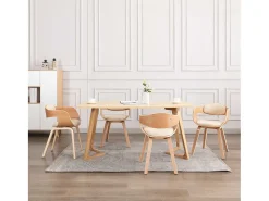 Sillas de comedor 4 uds madera curvada y cuero sintético
