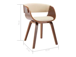 Sillas de comedor 2 uds madera curvada y cuero sintético crema