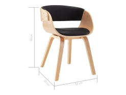 Sillas de comedor 4 uds madera curvada cuero sintético negro