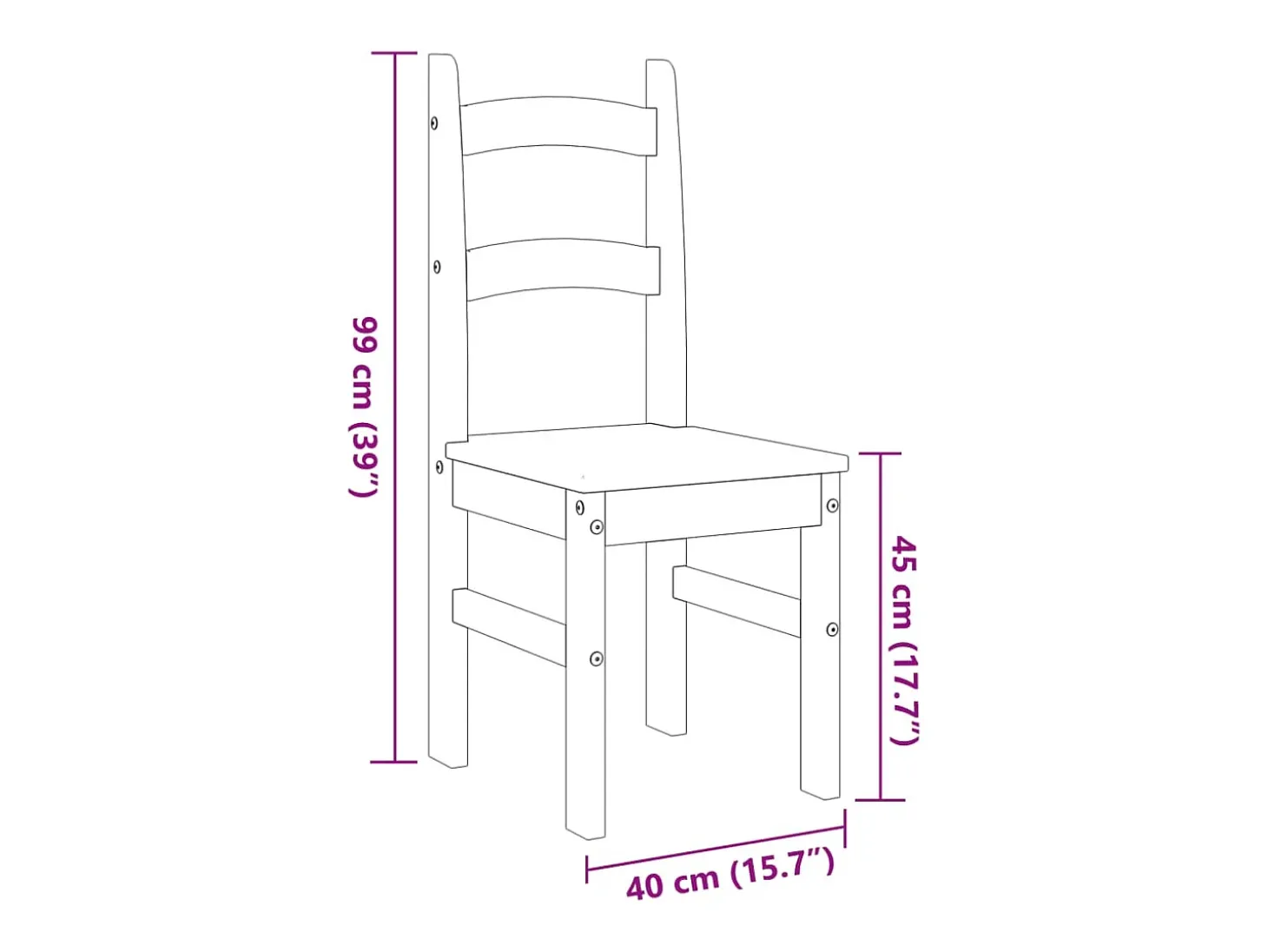 Sillas de comedor 2 uds madera maciza de pino gris 40x46x99 cm