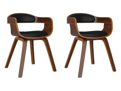 Sillas de comedor 2 uds madera curvada y cuero sintético negro