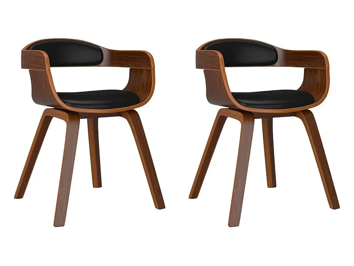 Sillas de comedor 2 uds madera curvada y cuero sintético negro