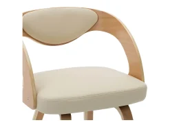Sillas de comedor 2 uds madera curvada y cuero sintético crema