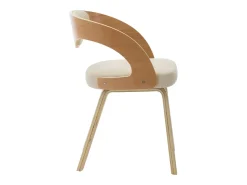 Sillas de comedor 2 uds madera curvada y cuero sintético crema