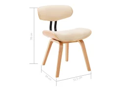 Sillas de comedor 6 uds madera curvada y cuero sintético crema