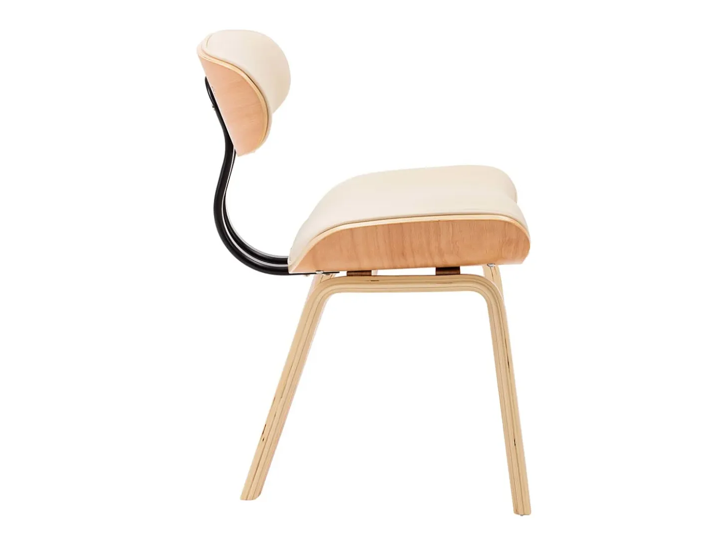 Sillas de comedor 6 uds madera curvada y cuero sintético crema