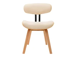 Sillas de comedor 6 uds madera curvada y cuero sintético crema
