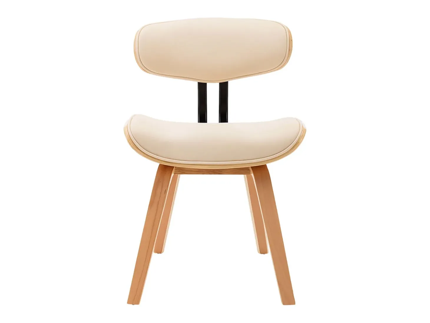 Sillas de comedor 6 uds madera curvada y cuero sintético crema