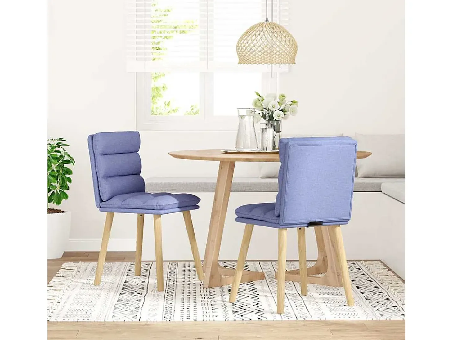 Sillas de comedor 2 uds tela azul jeans