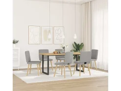 Sillas de comedor 6 uds tela gris nube