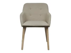 Sillas de comedor 6 uds tela y madera maciza de roble beige