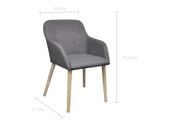 Sillas de comedor 6 uds tela gris claro y madera maciza roble