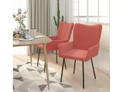 Sillas de comedor 2 unidades terciopelo rosa