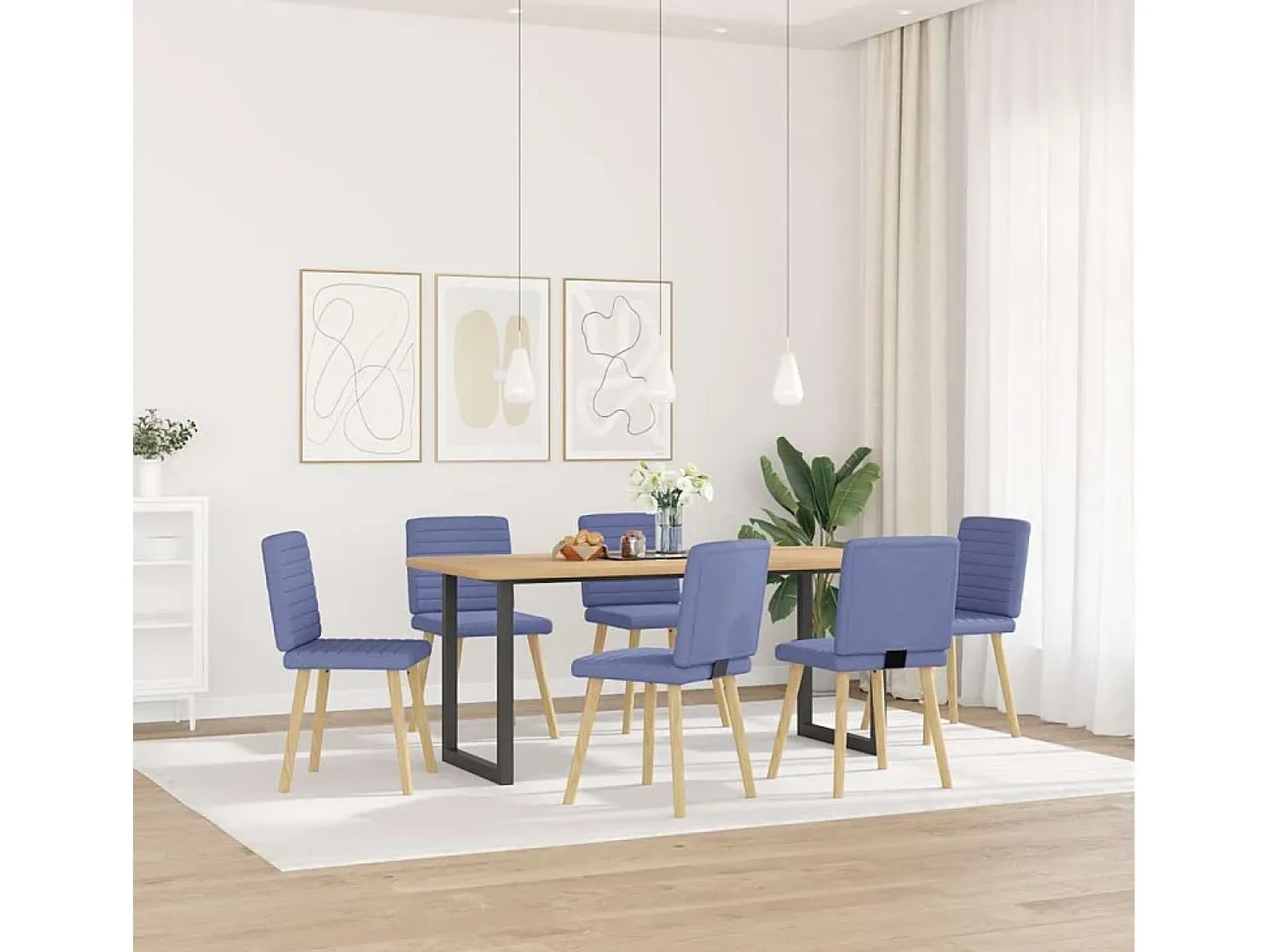 Sillas de comedor 6 unidades tela azul jeans