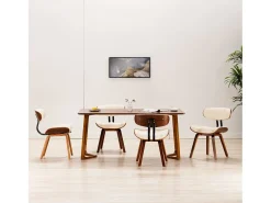 Sillas de comedor 4 unidades madera curvada y cuero sintético