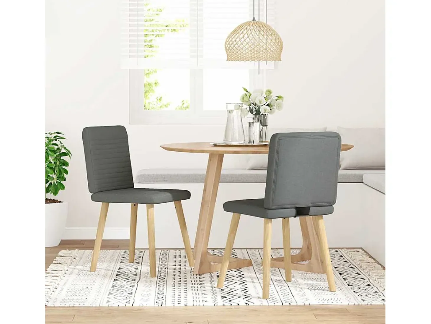 Sillas de comedor 2 unidades tela gris oscuro