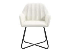 Sillas de comedor 6 unidades tela color crema