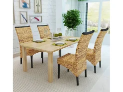 Sillas de comedor 4 unidades madera maciza de mango y abacá
