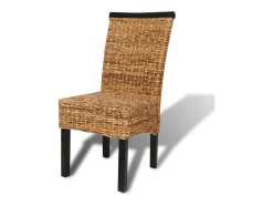 Sillas de comedor 4 unidades madera maciza de mango y abacá