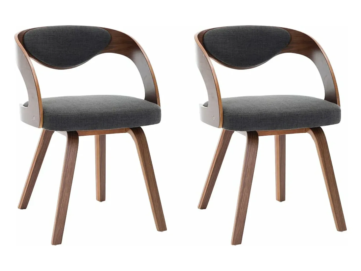 Sillas de comedor 2 unidades madera curvada y tela gris oscuro