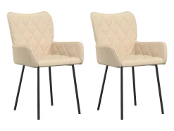 Sillas de comedor 2 unidades tela color crema