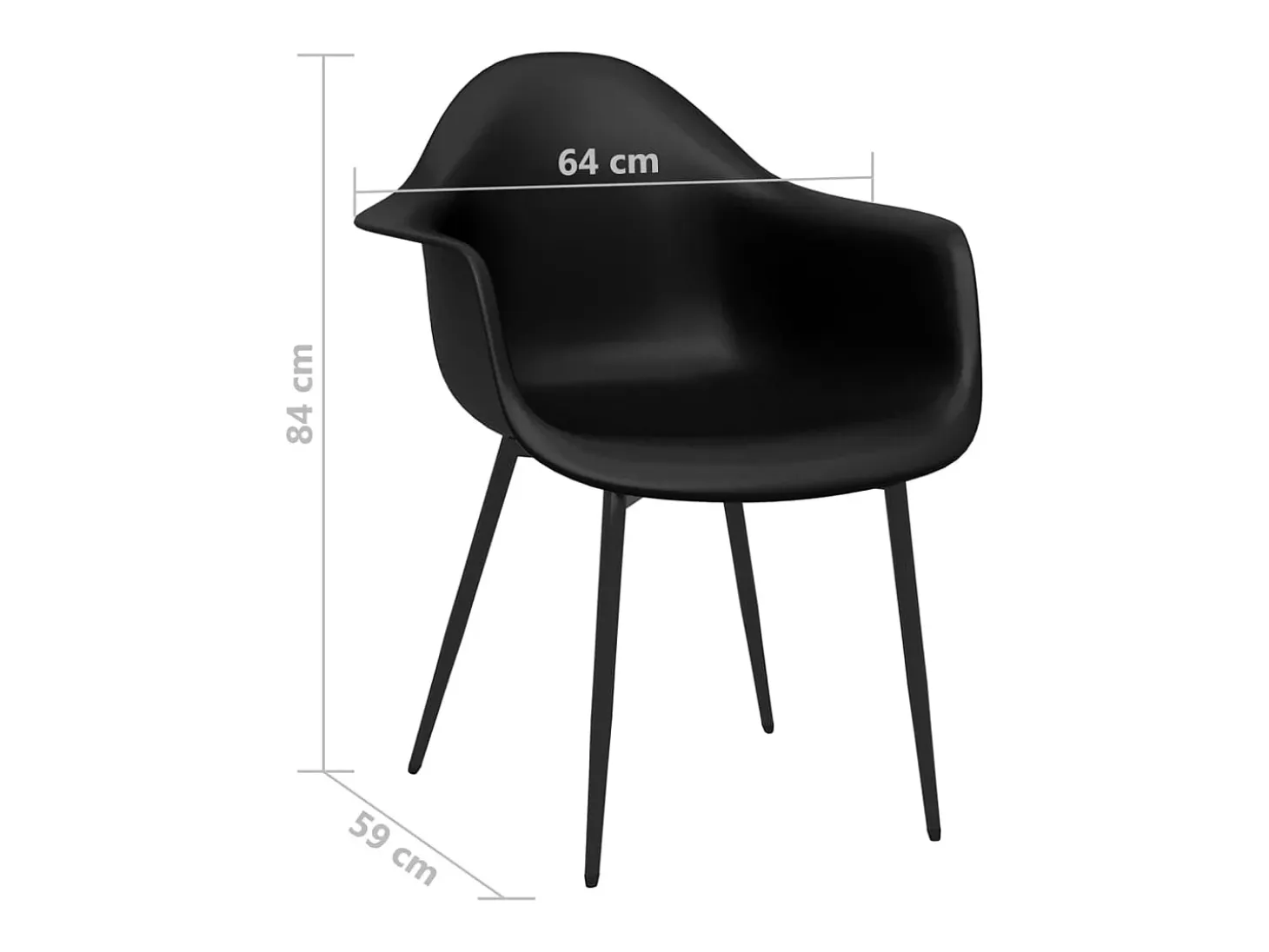 Sillas de comedor 6 unidades negras PP