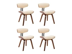 Sillas de comedor 4 unidades madera curvada y cuero sintético