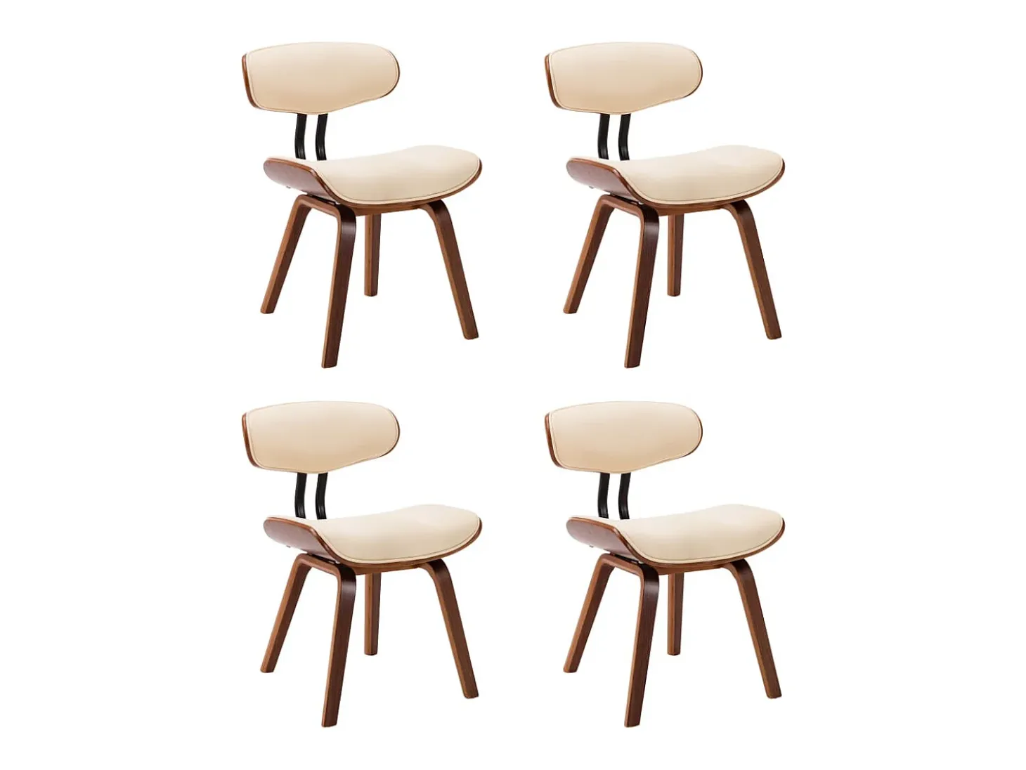 Sillas de comedor 4 unidades madera curvada y cuero sintético