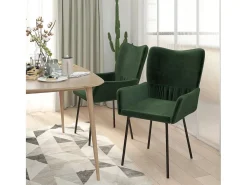 Sillas de comedor 2 unidades terciopelo verde oscuro
