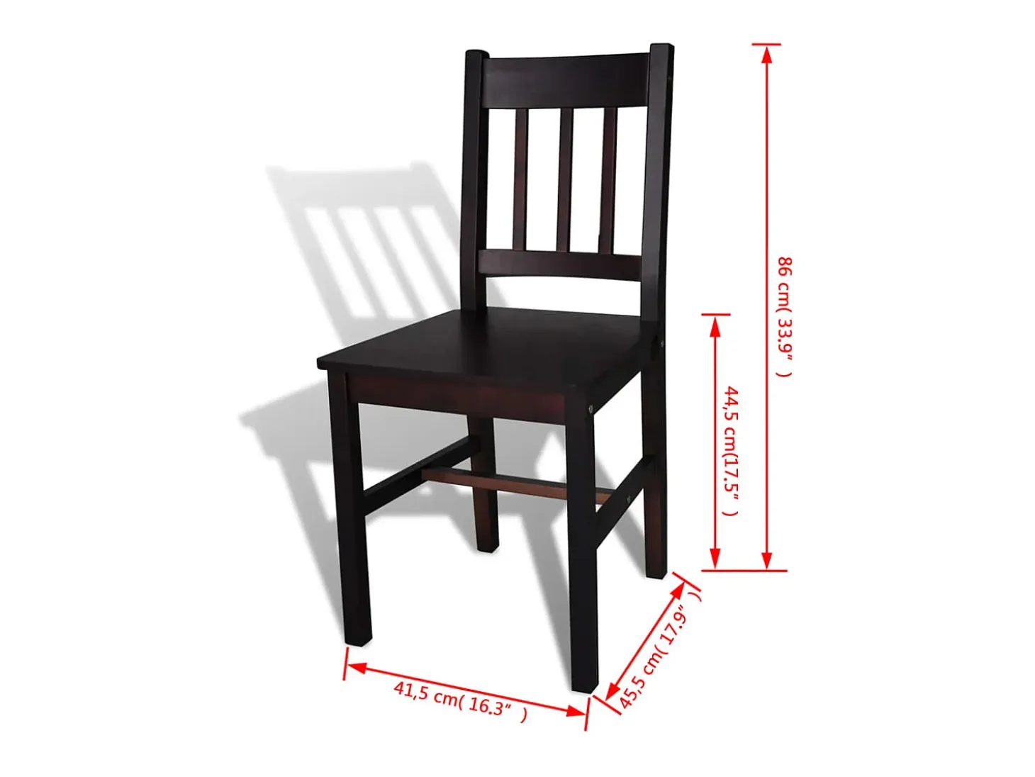 Sillas de comedor 4 unidades madera de pino marrón oscuro