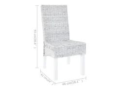 Sillas de comedor 4 unidades ratán Kubu y madera mango marrón