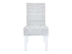 Sillas de comedor 4 unidades ratán Kubu y madera mango marrón